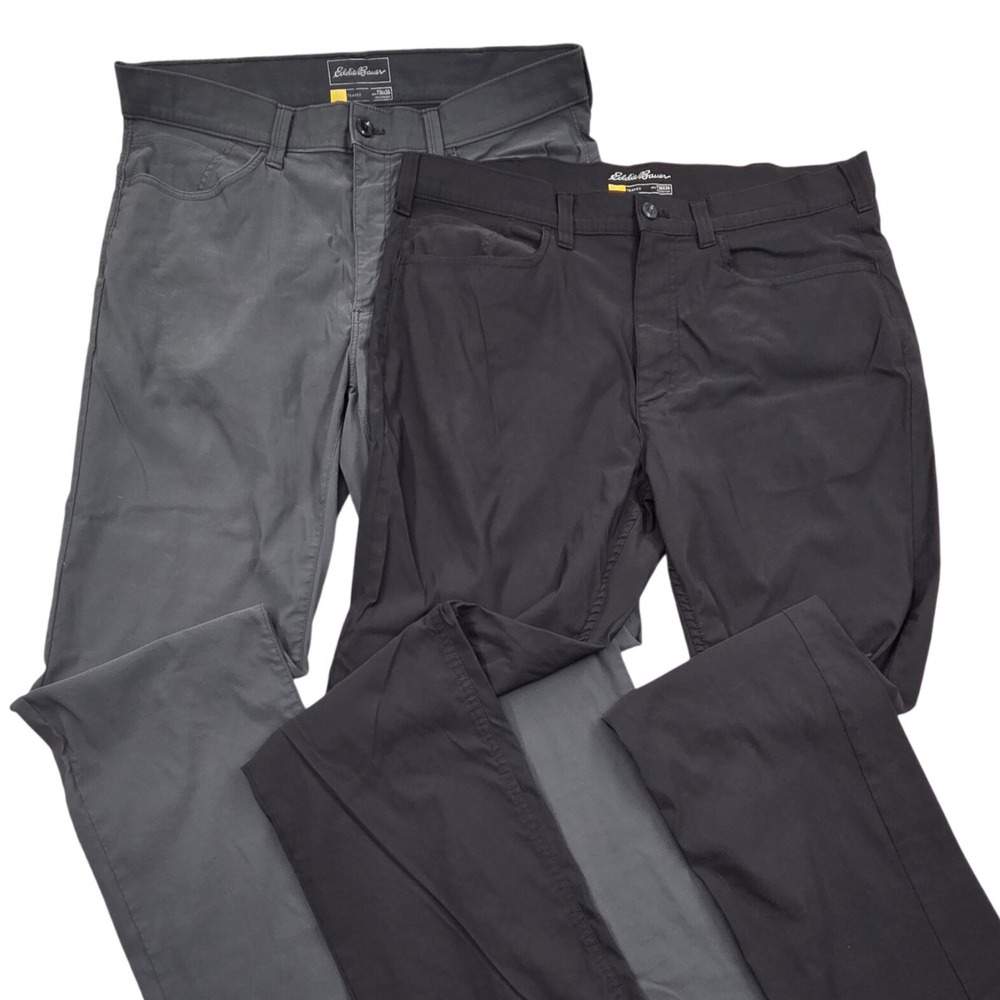 Lot of 2 Eddie Bauer Travex Pants Mens 36x36 Nylon Stretch Travel Hiking Casual